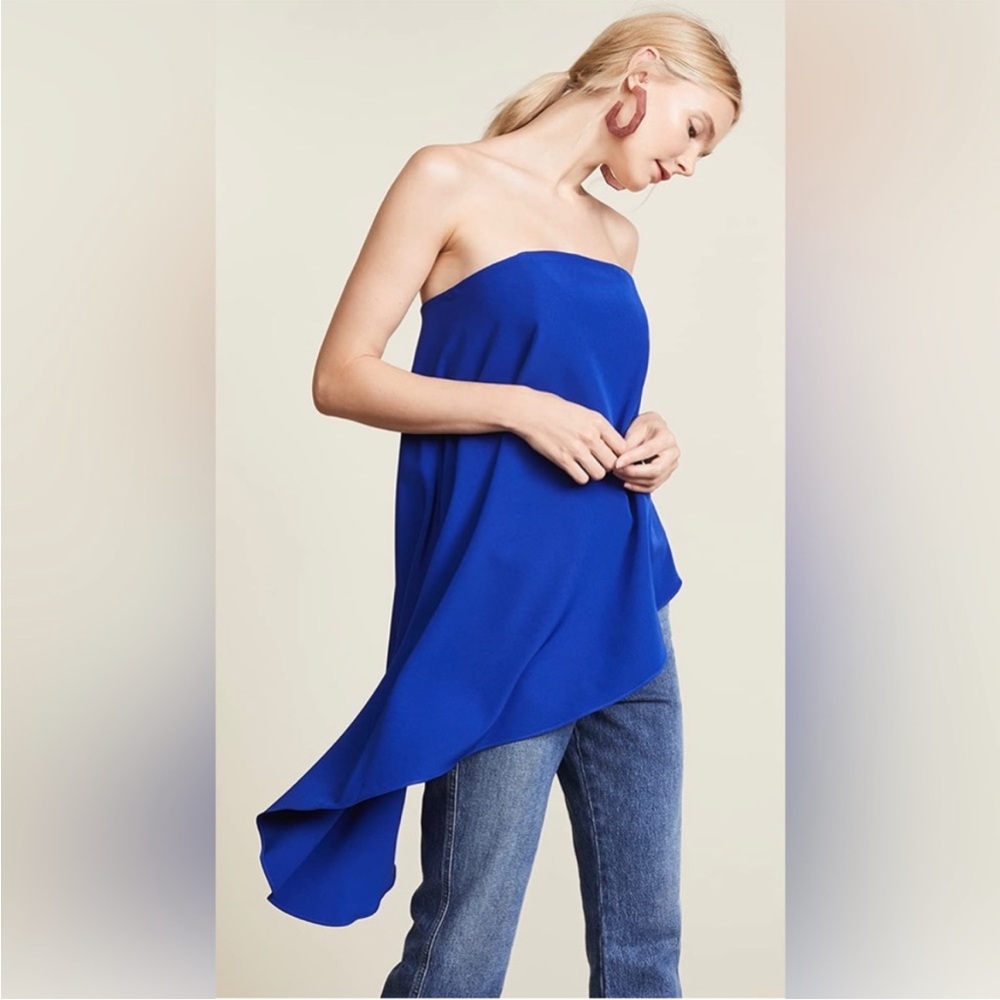 Milly Cady Penny Top Royal Blue Asymmetrical Hem Strapless Women’s Size 6